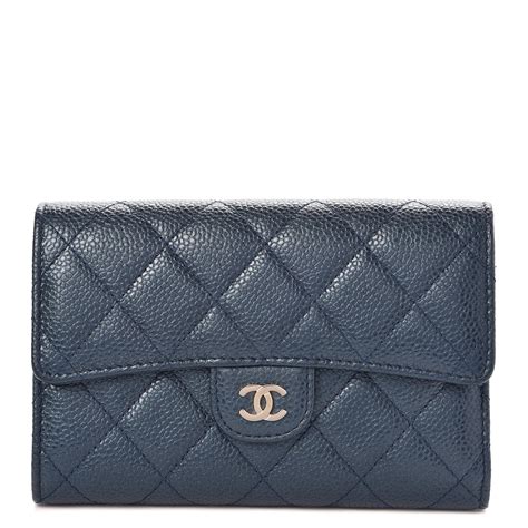 chanel dark blue wallet|Chanel black wallet with chain.